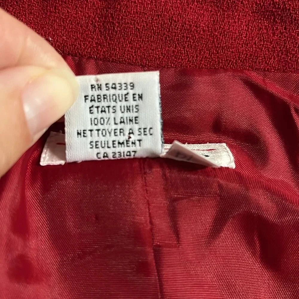 Imperfect 1980s vintage wool blazer Talbots size 10 100% wool blazer‎ cherry red - Picture 10 of 15